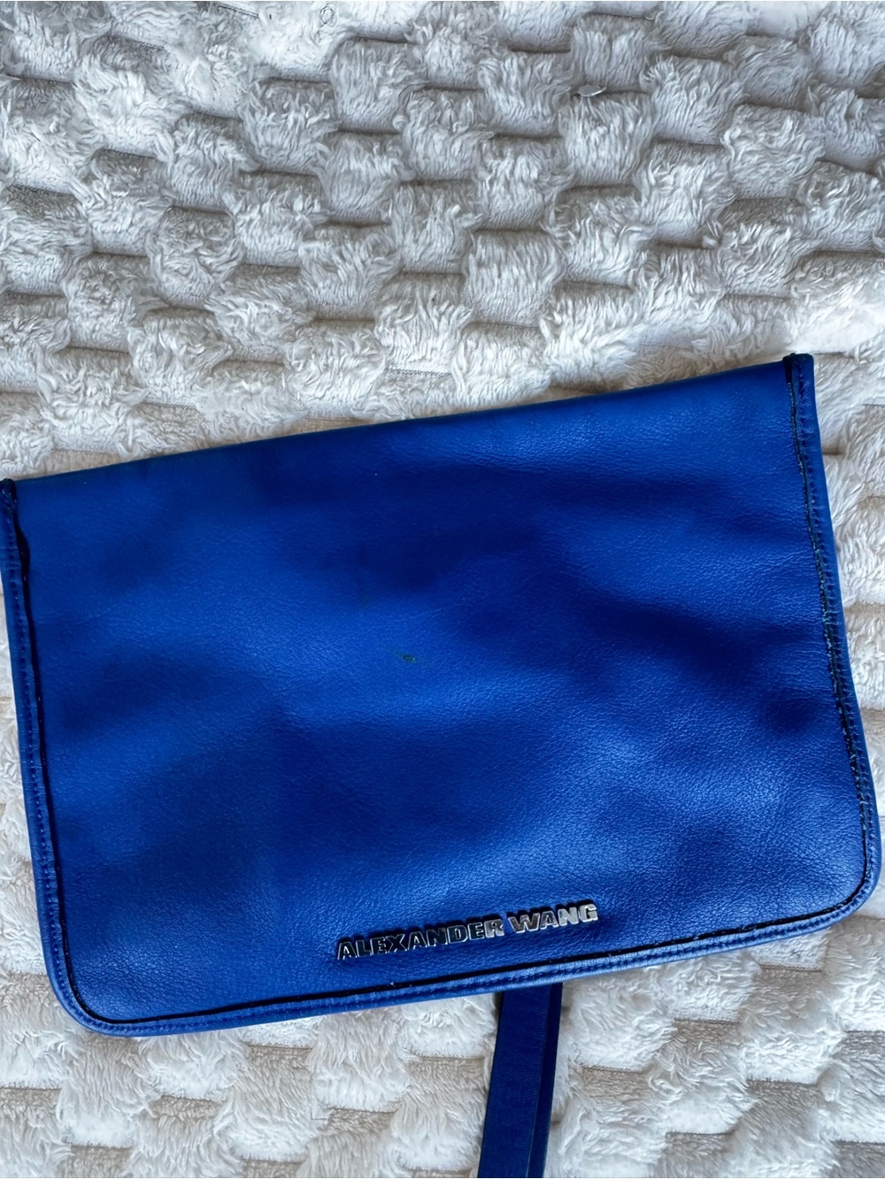 Alexander Wang Cobalt Blue Leather Wristlet Clutch | Silver Hardware | Designer